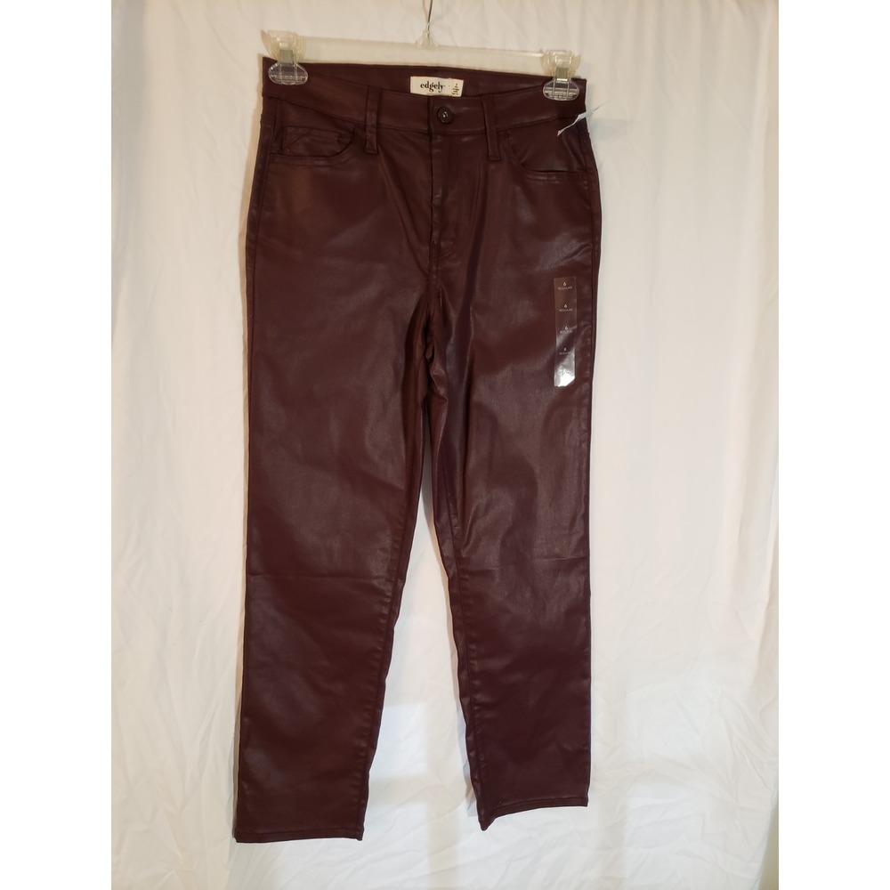 Women's Edgely Plum Slim Straight Ankle High Rise Leather Like Paris Size 6R